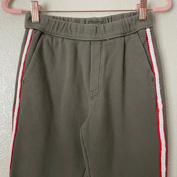 Mother Pants Womens XS Green The lounger Inside Crop Step Fray Stripe Sweatpants - Picture 4 of 14